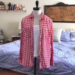 Red & white Checkered button up shirt large Ralph Lauren